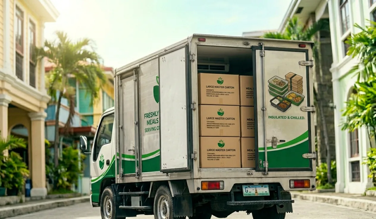 Delivery truck loaded with packaging supply cartons on a Cebu street